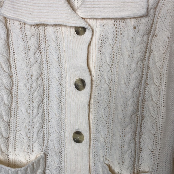 St Johns Bay Cream Womens Sweater Button Front L LARGE - Picture 8 of 10
